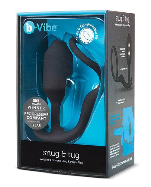 B-Vibe Snug & Tug Weighted Silicone & Penis Ring - 128 g Black - SEX LOVE DOLLS