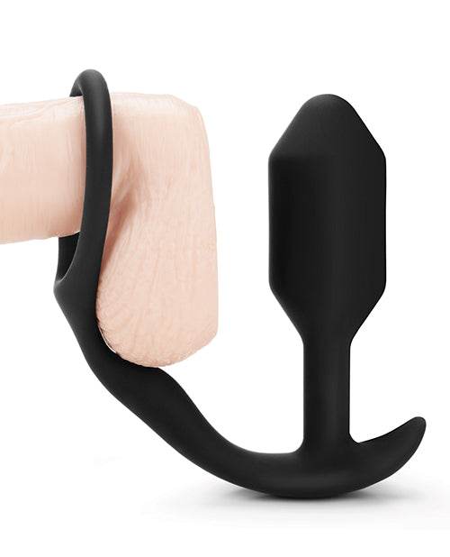 B-Vibe Snug & Tug Weighted Silicone & Penis Ring - 128 g Black - SEX LOVE DOLLS