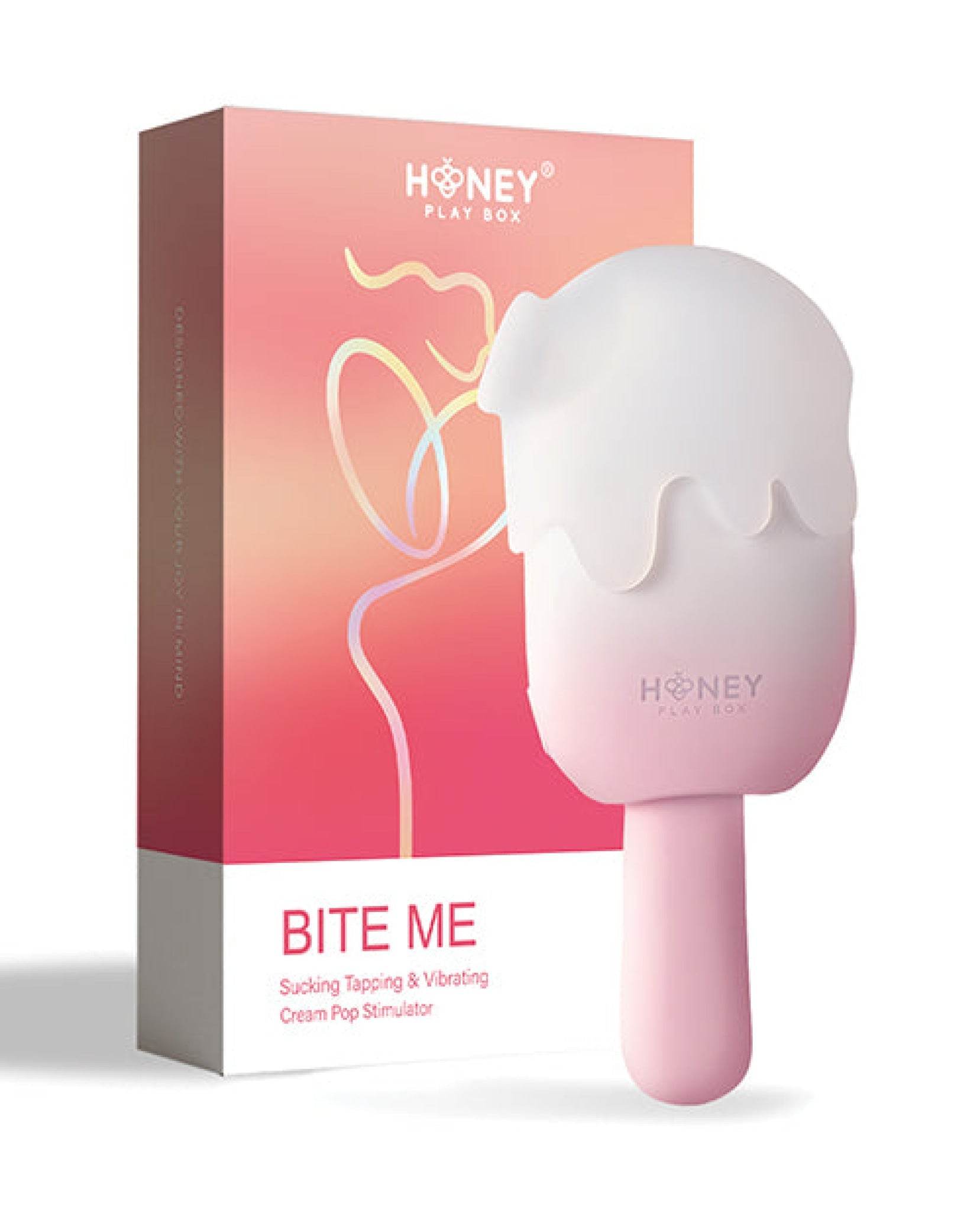 Bite Me Sucking, Tapping & Vibrating Cream Pop Stimulator - Pink/White - SEX LOVE DOLLS