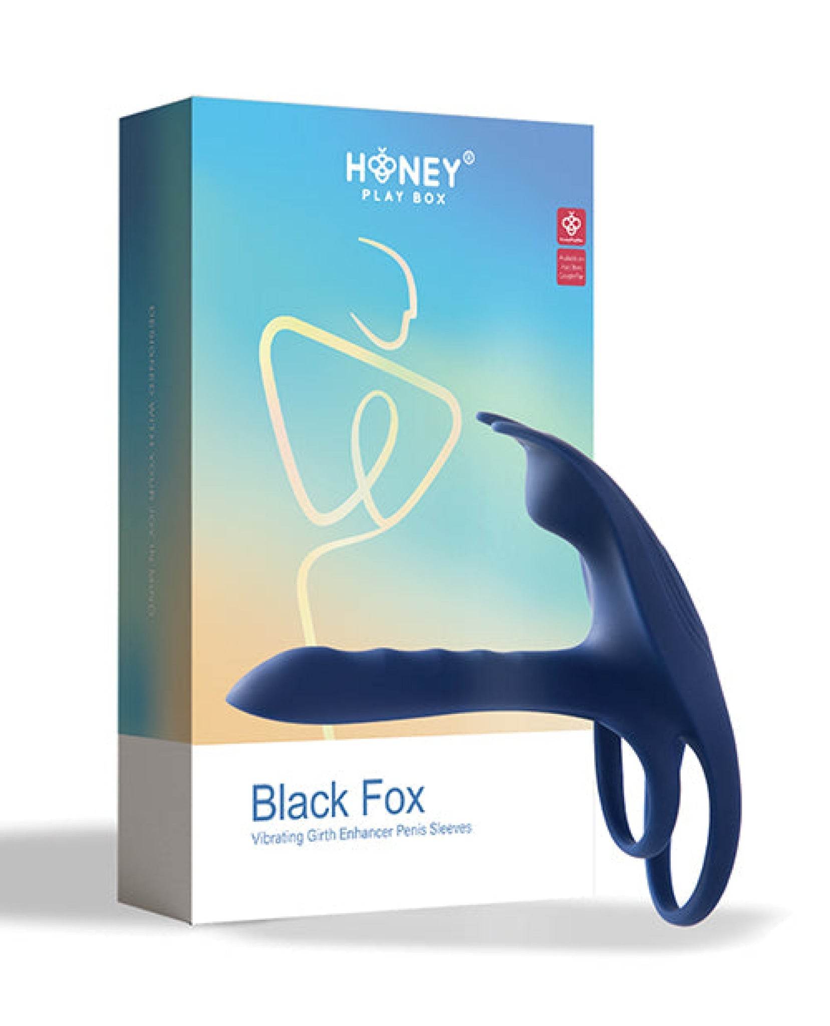 Black Fox Vibrating Girth Enhancer Penis Sleeve - Blue - SEX LOVE DOLLS