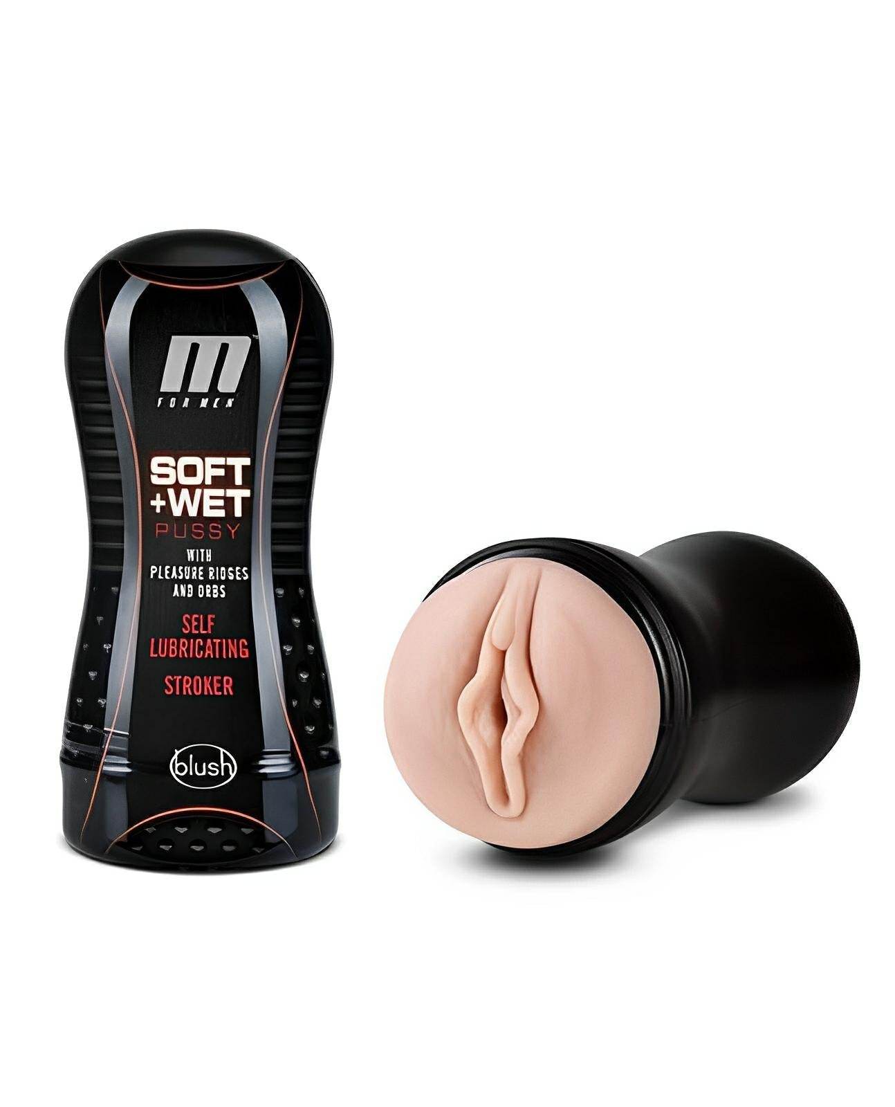 Blush M For Men Soft And Wet Pussy With Pleasure Ridges & Orbs Self Lubricating Stroker - Vanilla - SEX LOVE DOLLS