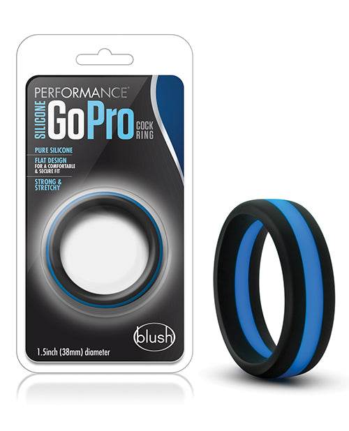 Blush Performance Silicone Go Pro Cock Ring - Black/Blue - SEX LOVE DOLLS