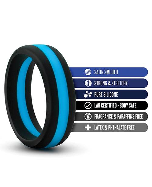 Blush Performance Silicone Go Pro Cock Ring - Black/Blue - SEX LOVE DOLLS