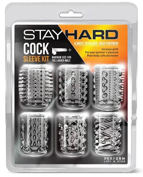 Blush Stay Hard Cock Sleeve Kit - Clear Box Of 6 - SEX LOVE DOLLS