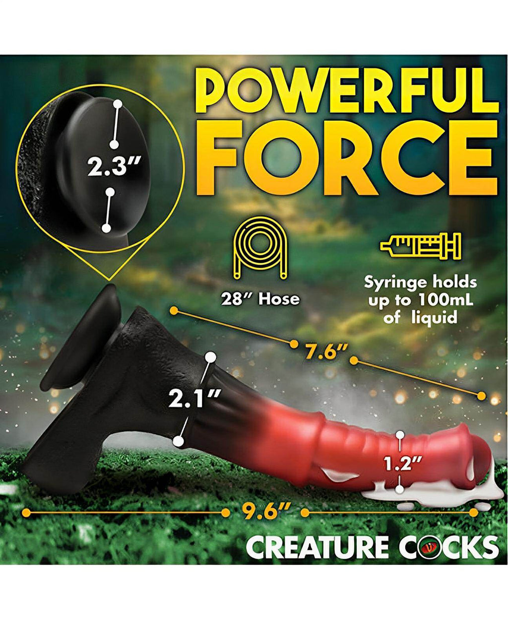 Creature Cocks Centaur Explosion Squirting Silicone Dildo - Black/Peach - SEX LOVE DOLLS