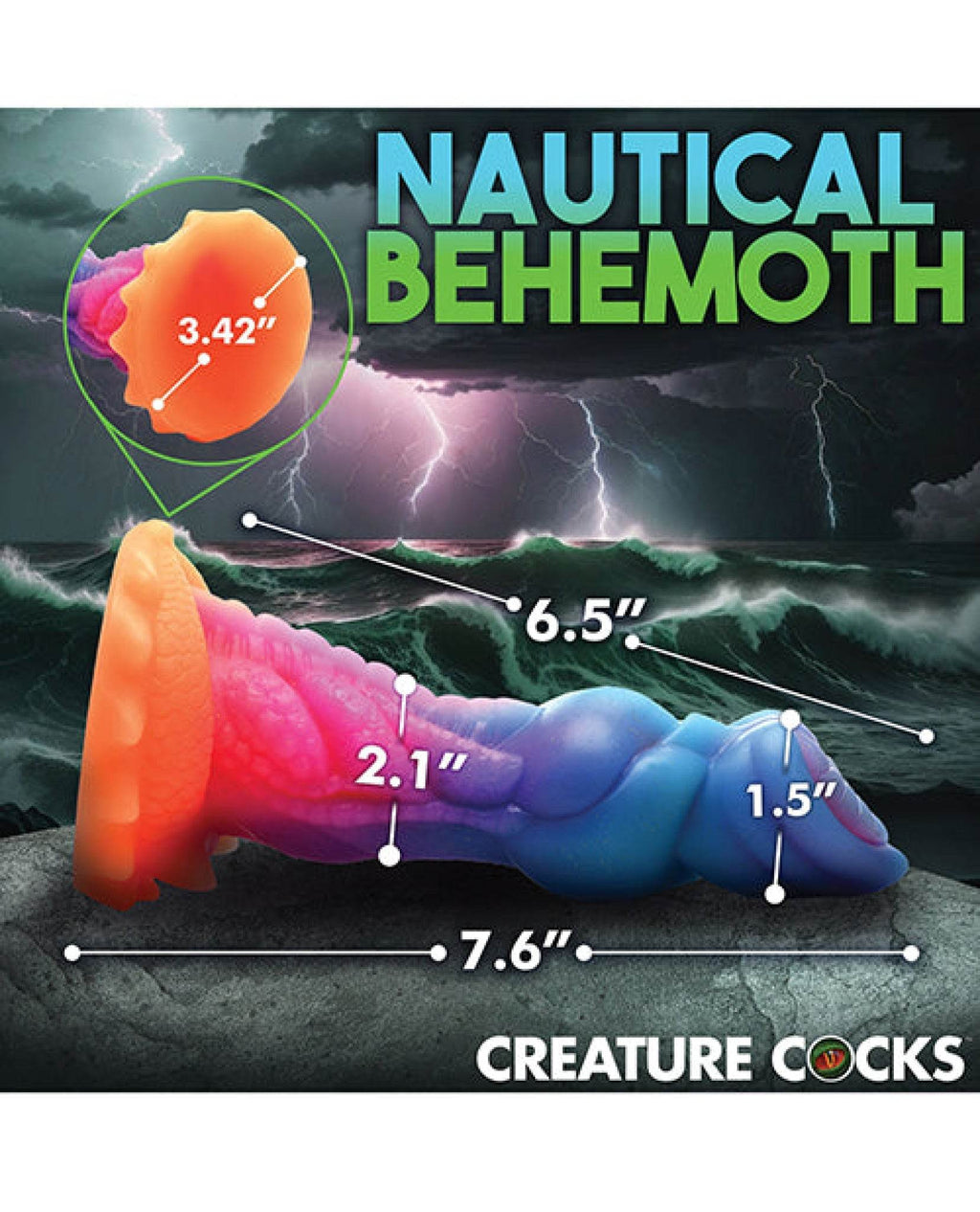 Creature Cocks Glow-in-the-Dark Aqua-Cock Silicone Dildo - SEX LOVE DOLLS