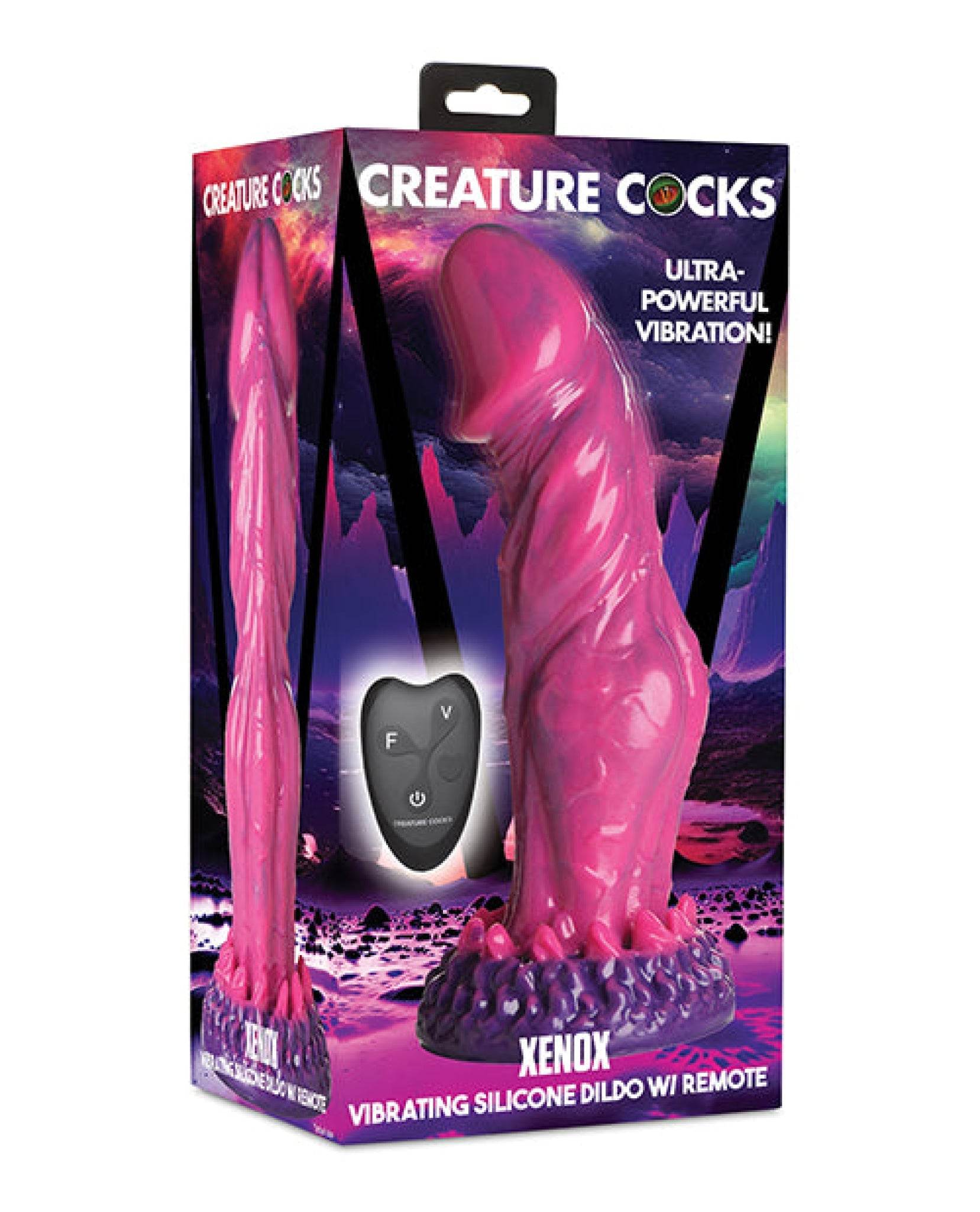Creature Cocks Xenox Vibrating Silicone Dildo w/Remote - Pink/Purple - SEX LOVE DOLLS