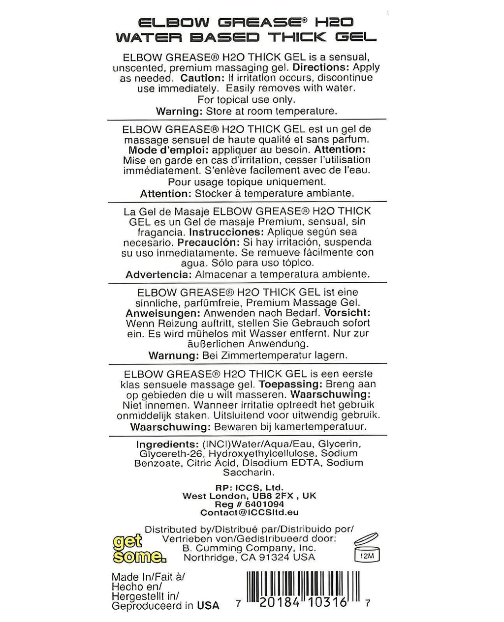 Elbow Grease H2o Thick Gel - SEX LOVE DOLLS