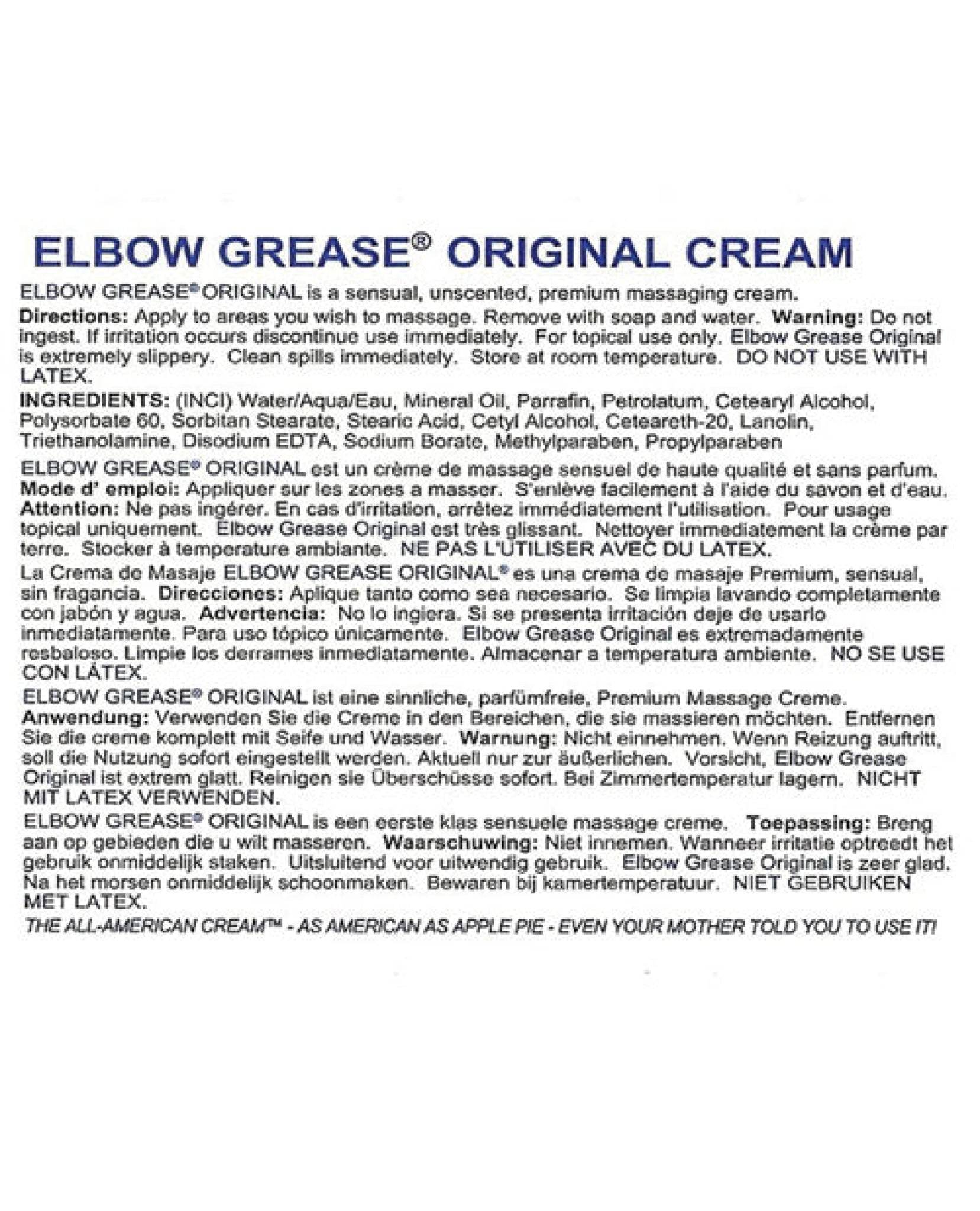 Elbow Grease Original Cream - 1 Oz - SEX LOVE DOLLS