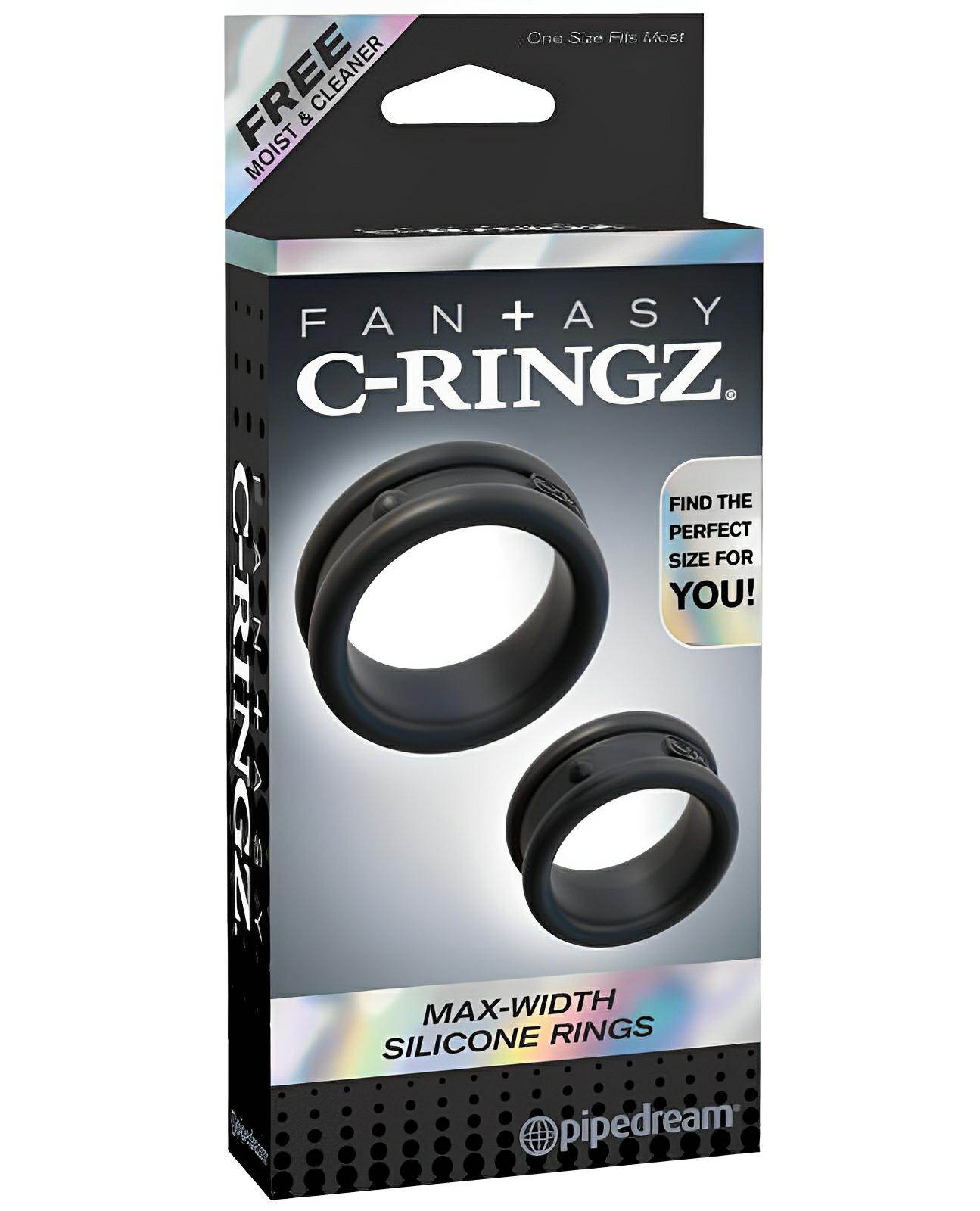 Fantasy C-ringz Max Width Silicone Rings - Black - SEX LOVE DOLLS