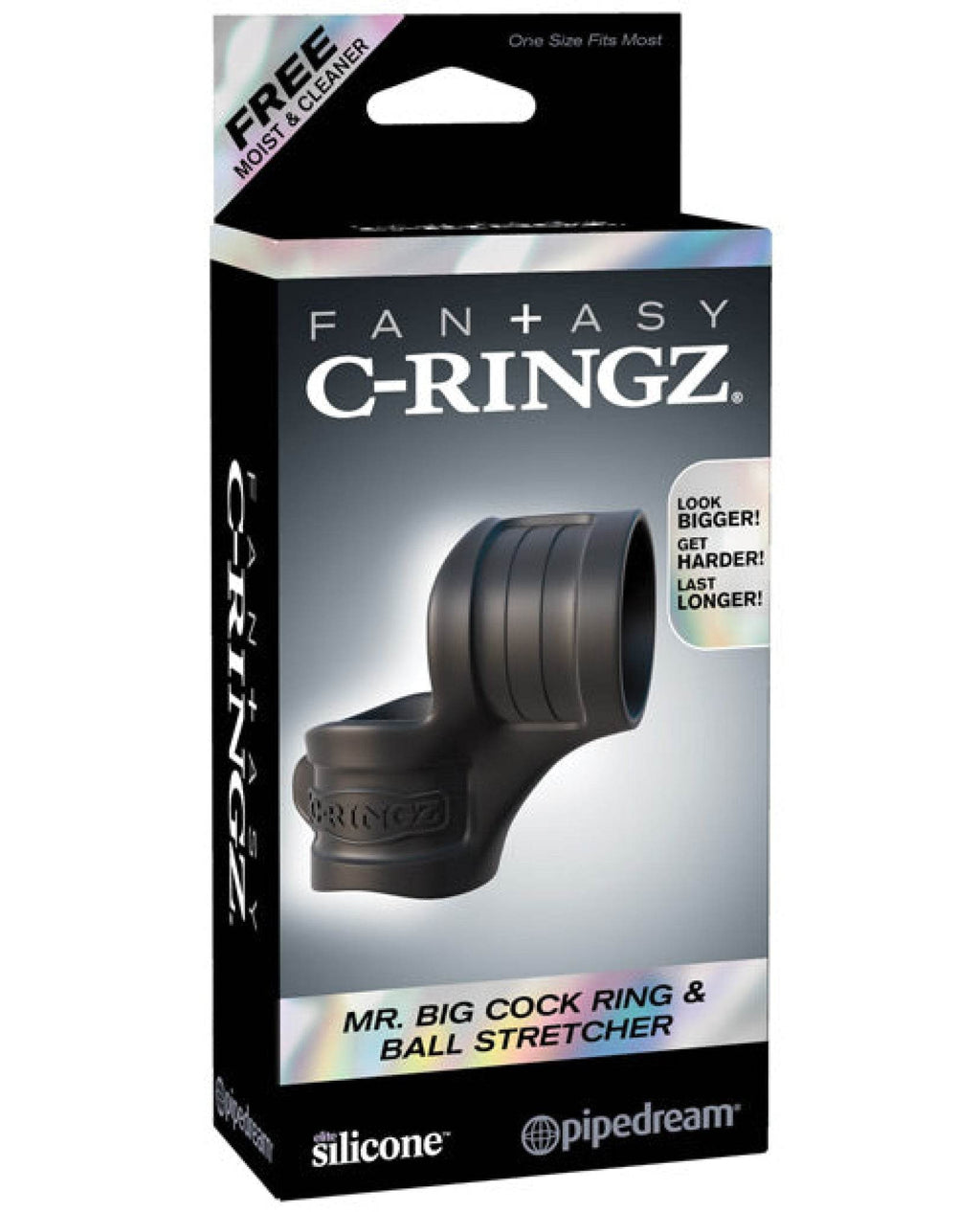 Fantasy C-ringz Mr. Big Cock Ring & Ball Stretcher - Black - SEX LOVE DOLLS
