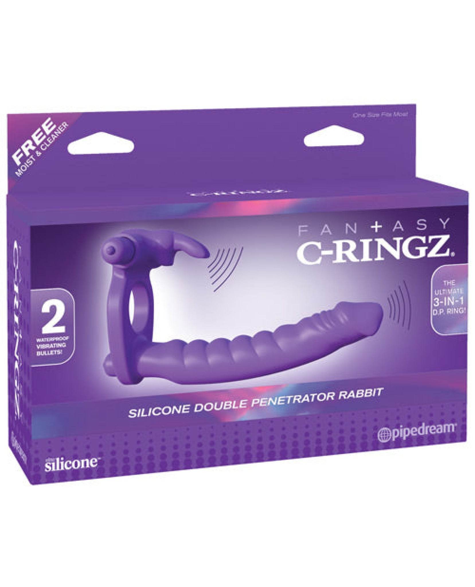Fantasy C-ringz Silicone Double Pene Rabbit - Purple - SEX LOVE DOLLS