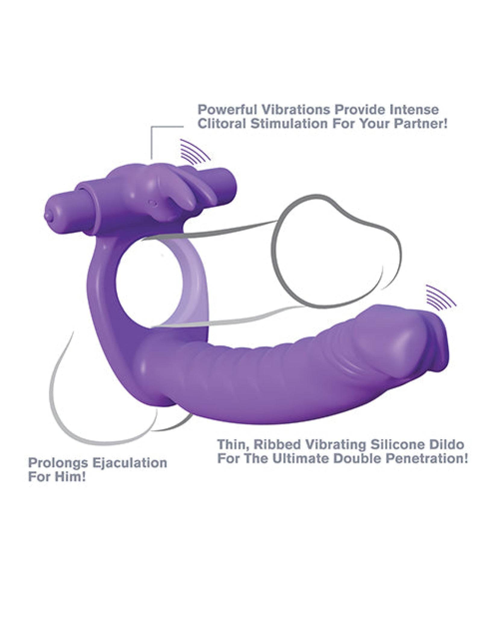 Fantasy C-ringz Silicone Double Pene Rabbit - Purple - SEX LOVE DOLLS