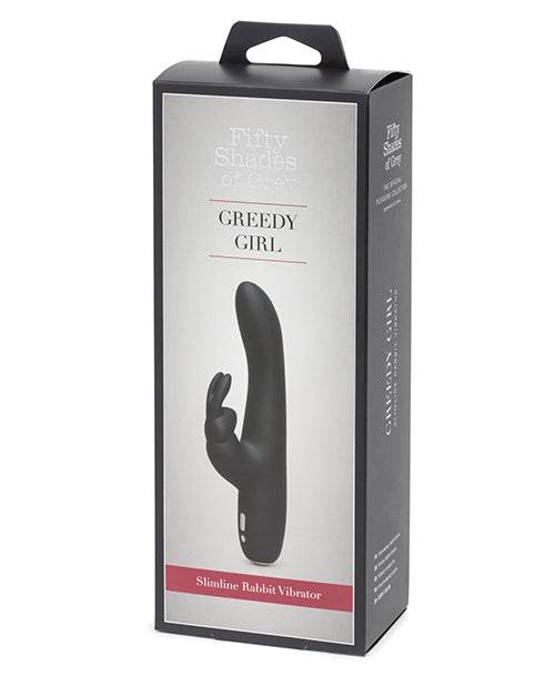 Fifty Shades of Grey Greedy Girl Rechargeable Slimline Rabbit Vibrator - Black - SEX LOVE DOLLS