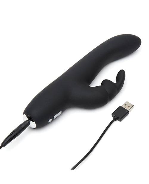 Fifty Shades of Grey Greedy Girl Rechargeable Slimline Rabbit Vibrator - Black - SEX LOVE DOLLS