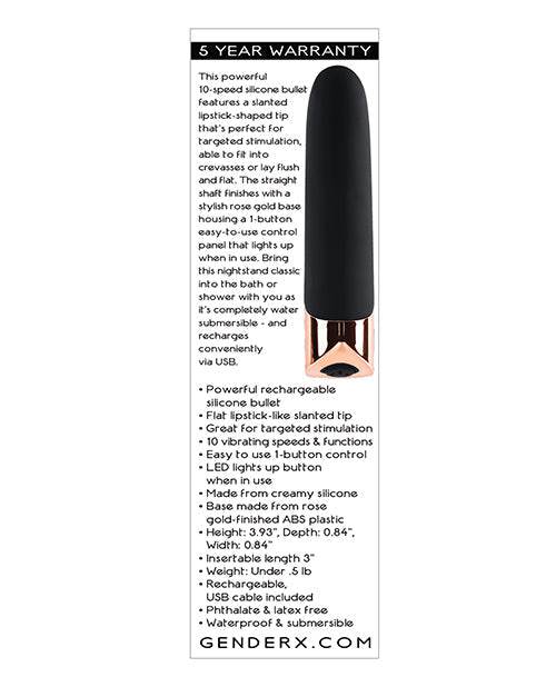 Gender X The Gold Standard Rechargeable Silicone Bullet - Black/Rose Gold - SEX LOVE DOLLS