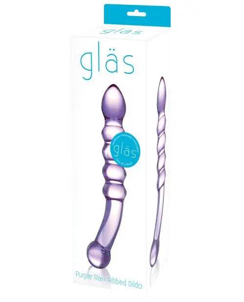 Glas Purple Rain Ribbed Glass Dildo - SEX LOVE DOLLS