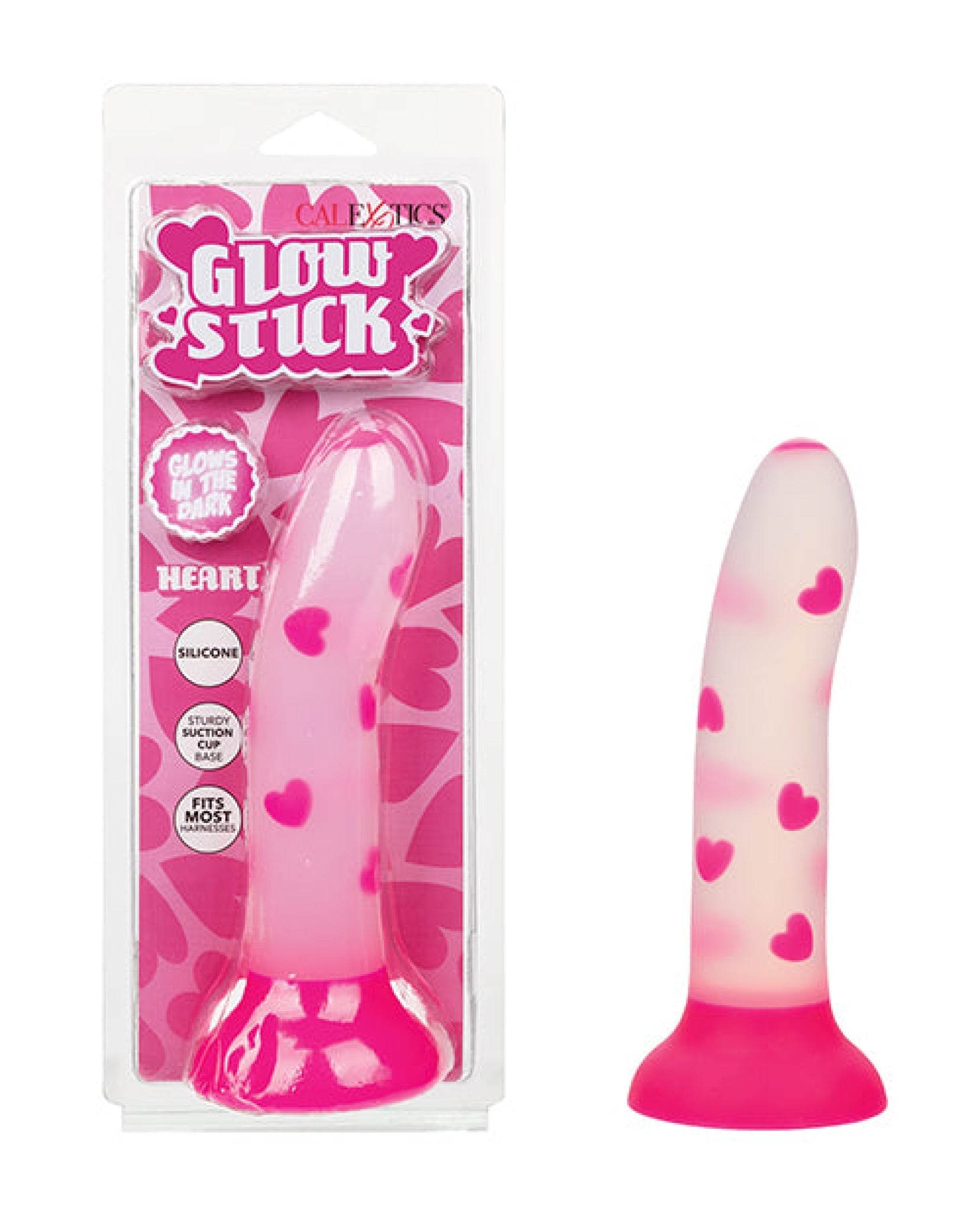 Glow Stick Heart Suction Cup Glow-in-the-Dark Dildo - Pink - SEX LOVE DOLLS