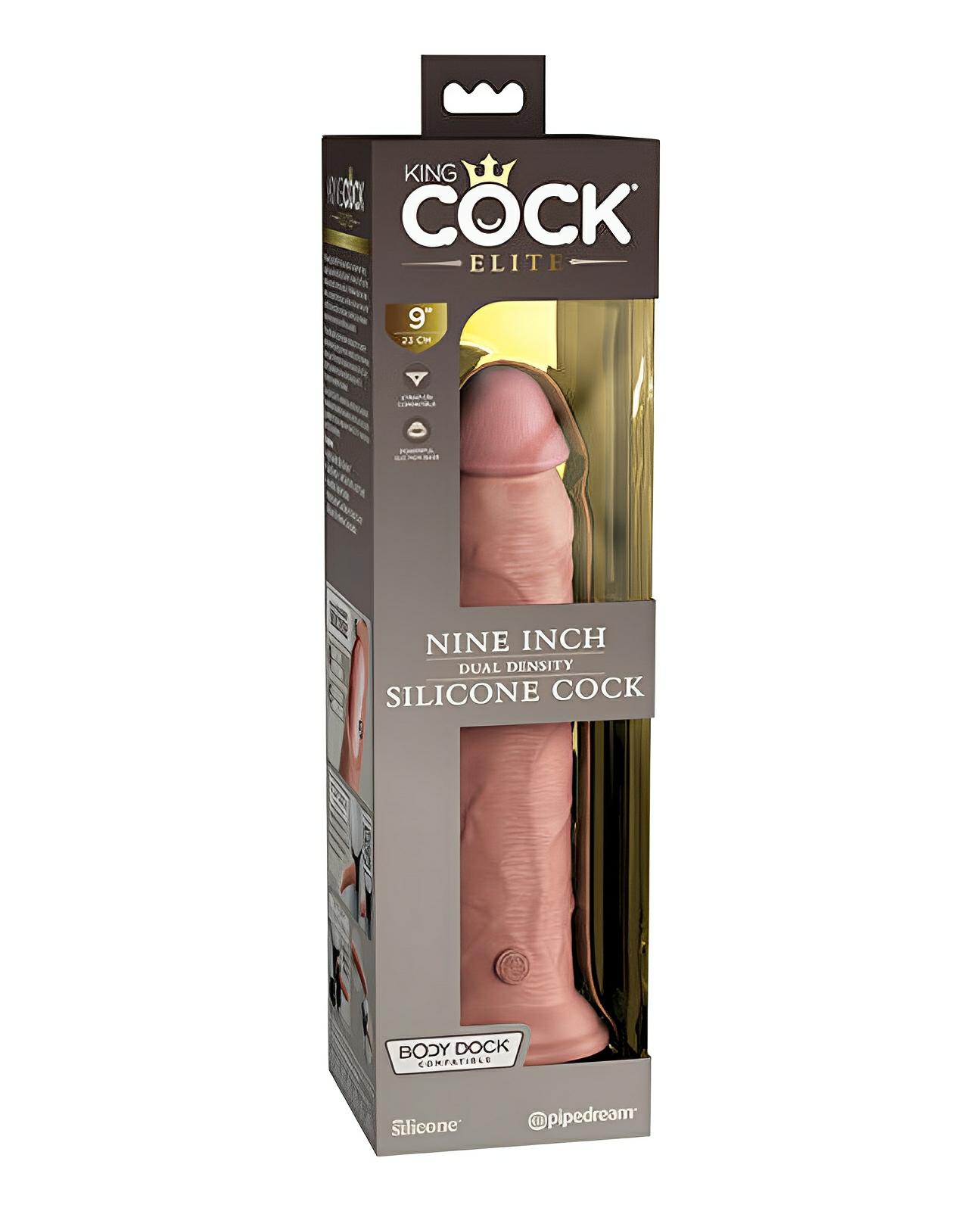 King Cock Elite 9" Dual Density Silicone Cock - Light
