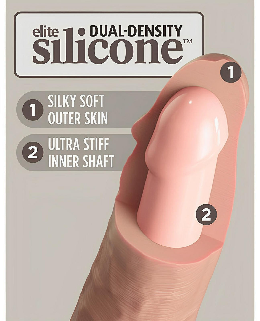 King Cock Elite 9" Dual Density Silicone Cock - Light