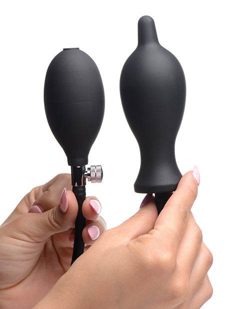 Master Series Dark Inflator Inflatable Silicone Anal Plug - Black - SEX LOVE DOLLS