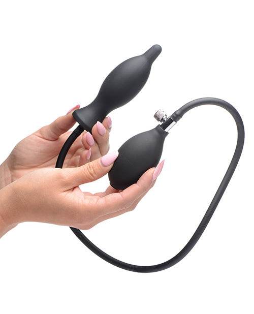 Master Series Dark Inflator Inflatable Silicone Anal Plug - Black - SEX LOVE DOLLS