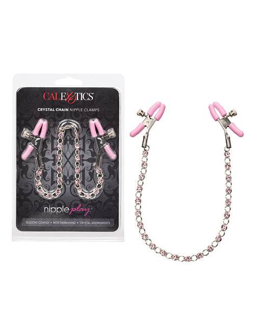 Nipple Play Crystal Chain Nipple Clamps - Pink - SEX LOVE DOLLS