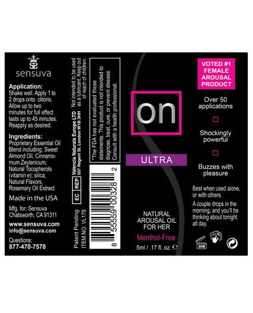 On Natural Arousal Oil For Her - Ultra 5 Ml Bottle - SEX LOVE DOLLS