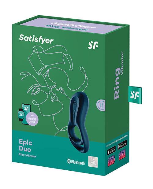 Satisfyer Epic Duo Ring Vibrator - Dark Blue - SEX LOVE DOLLS