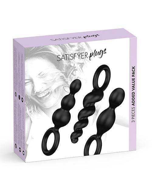 Satisfyer Plug Set Of 3 - Black - SEX LOVE DOLLS