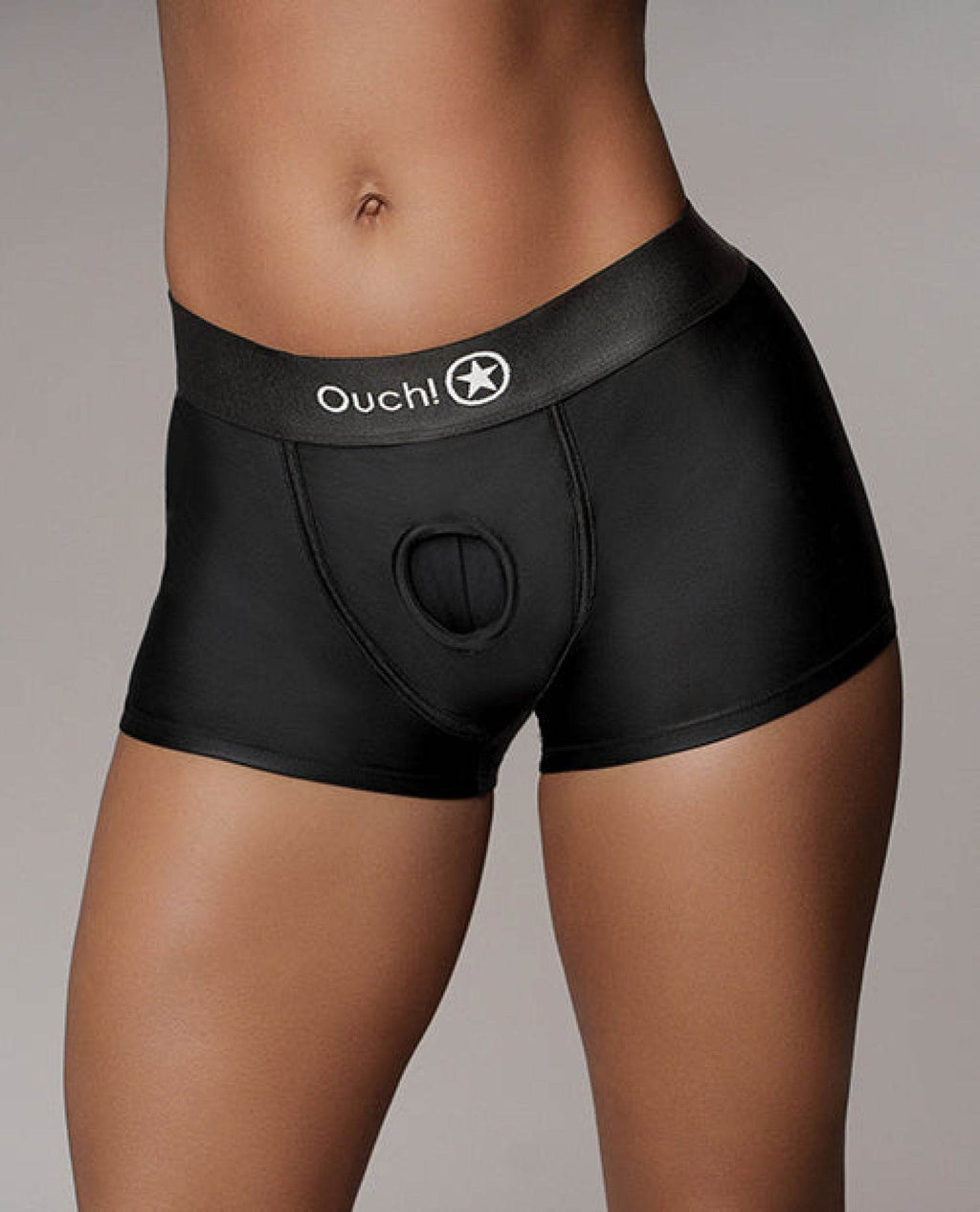 Shots Ouch Vibrating Strap On Boxer - Black - SEX LOVE DOLLS
