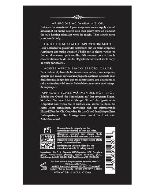 Shunga Warming Oil - 3.5 Oz Midnight Sorbet - SEX LOVE DOLLS