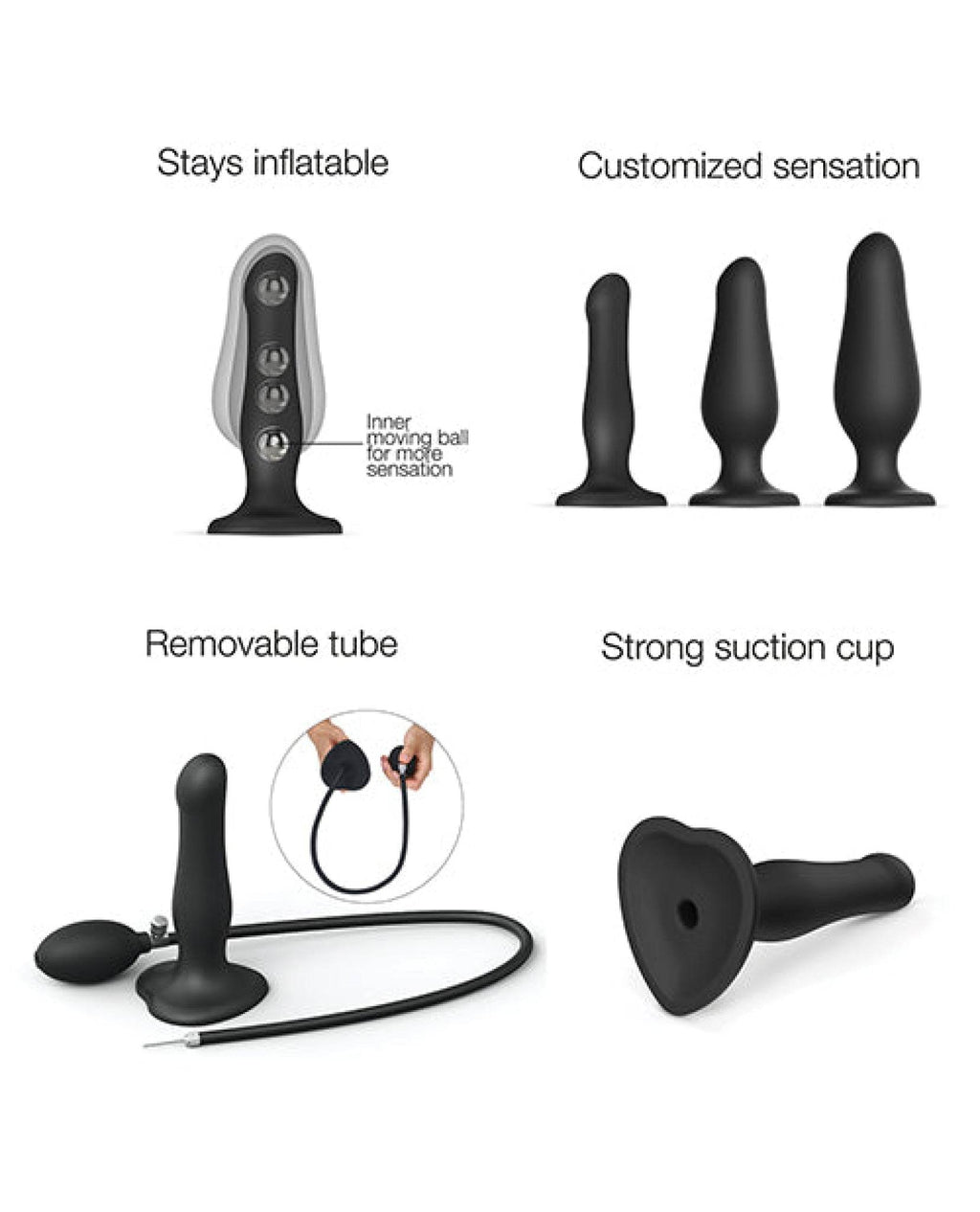 Strap On Me Inflatable Dildo Plug - Black - SEX LOVE DOLLS