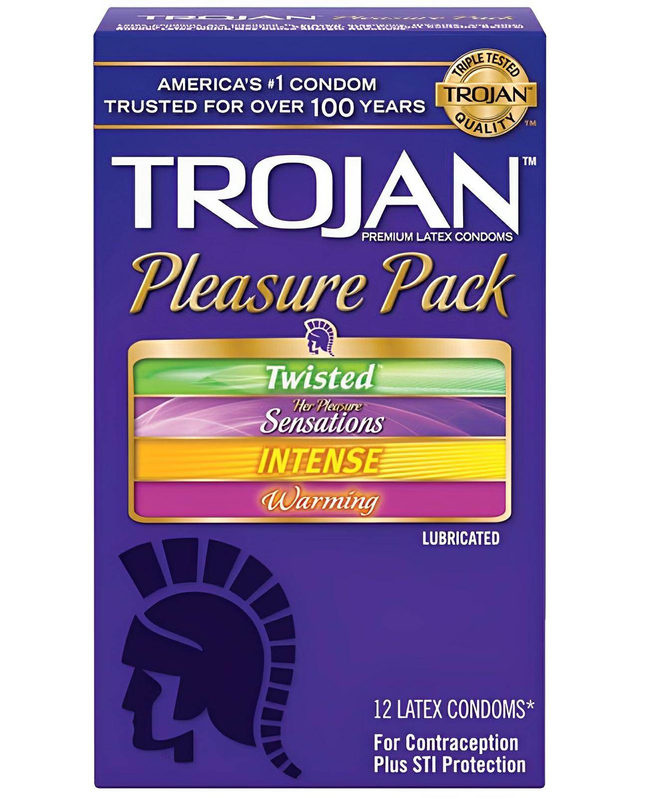 Trojan Pleasure Condoms - Asst. Box Of 12 - SEX LOVE DOLLS
