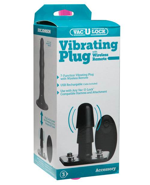 Vac-U-Lock Vibrating Remote Plug w/Snaps - Black - SEX LOVE DOLLS