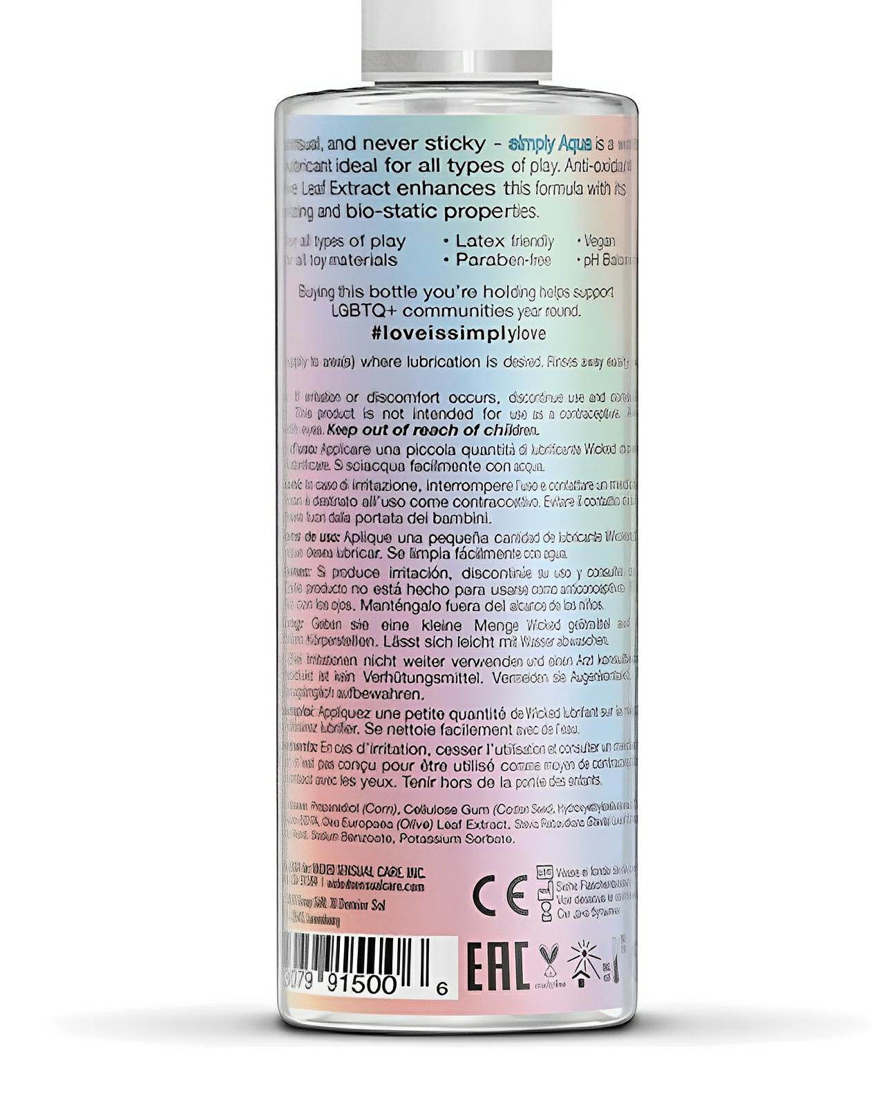 Wicked Sensual Care Aqua Special Edition Water Based Lubricant - 4 Oz - SEX LOVE DOLLS