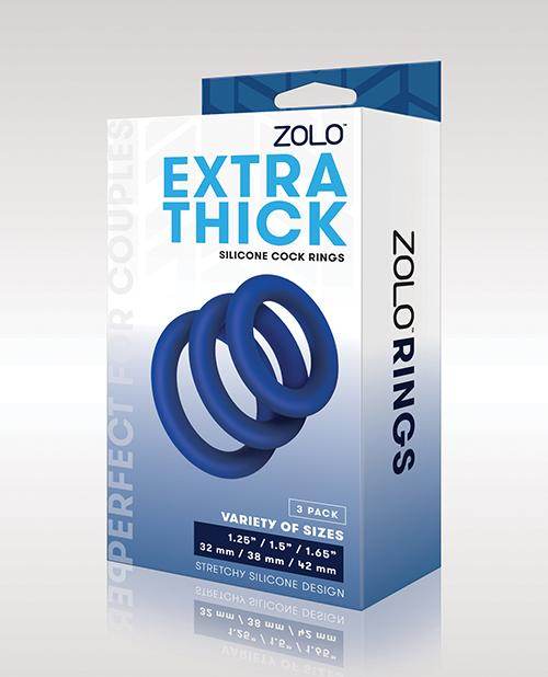 Zolo Extra Thick Silicone Cock Rings - Blue Pack Of 3 - SEX LOVE DOLLS
