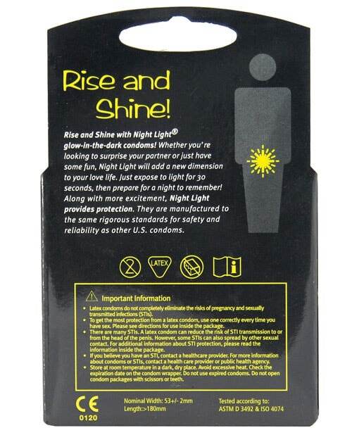 Night Light Glow In The Dark Condom - Box Of 3 - SEX LOVE DOLLS