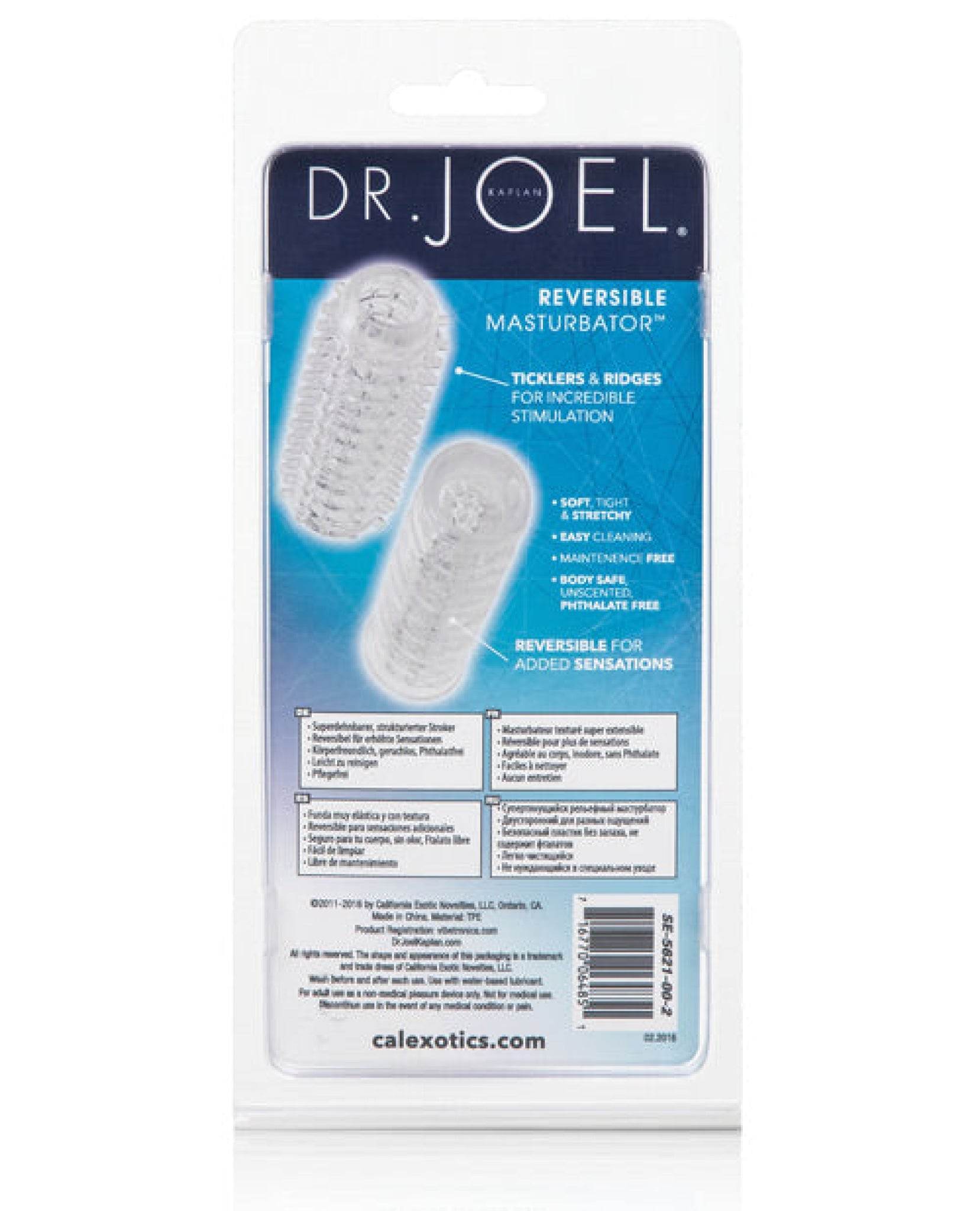 Dr Joel Kaplan Reversible Masturbator - Clear - SEX LOVE DOLLS