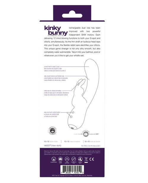Vedo Kinky Bunny Plus Rechargeable Dual Vibe - SEX LOVE DOLLS