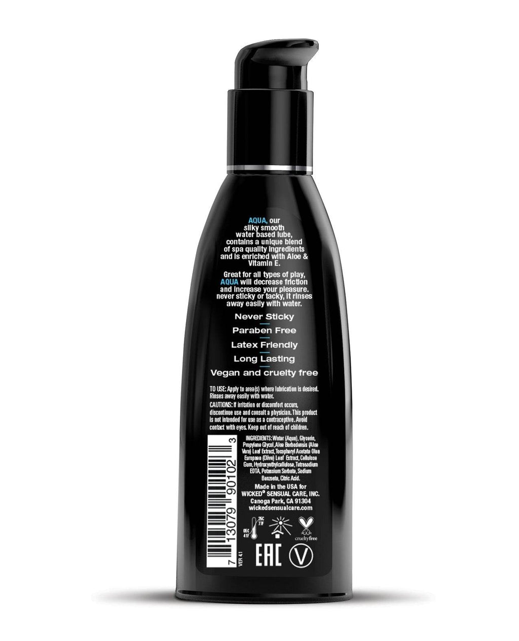 Wicked Sensual Care Aqua Water Based Lubricant - Oz - SEX LOVE DOLLS