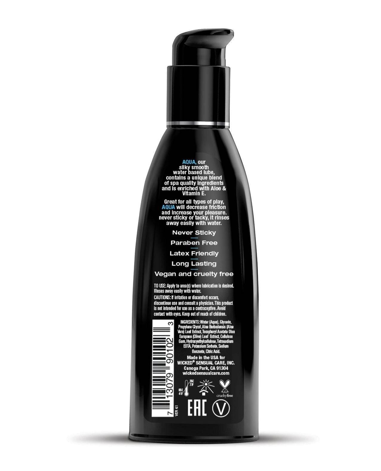 Wicked Sensual Care Aqua Water Based Lubricant - Oz - SEX LOVE DOLLS