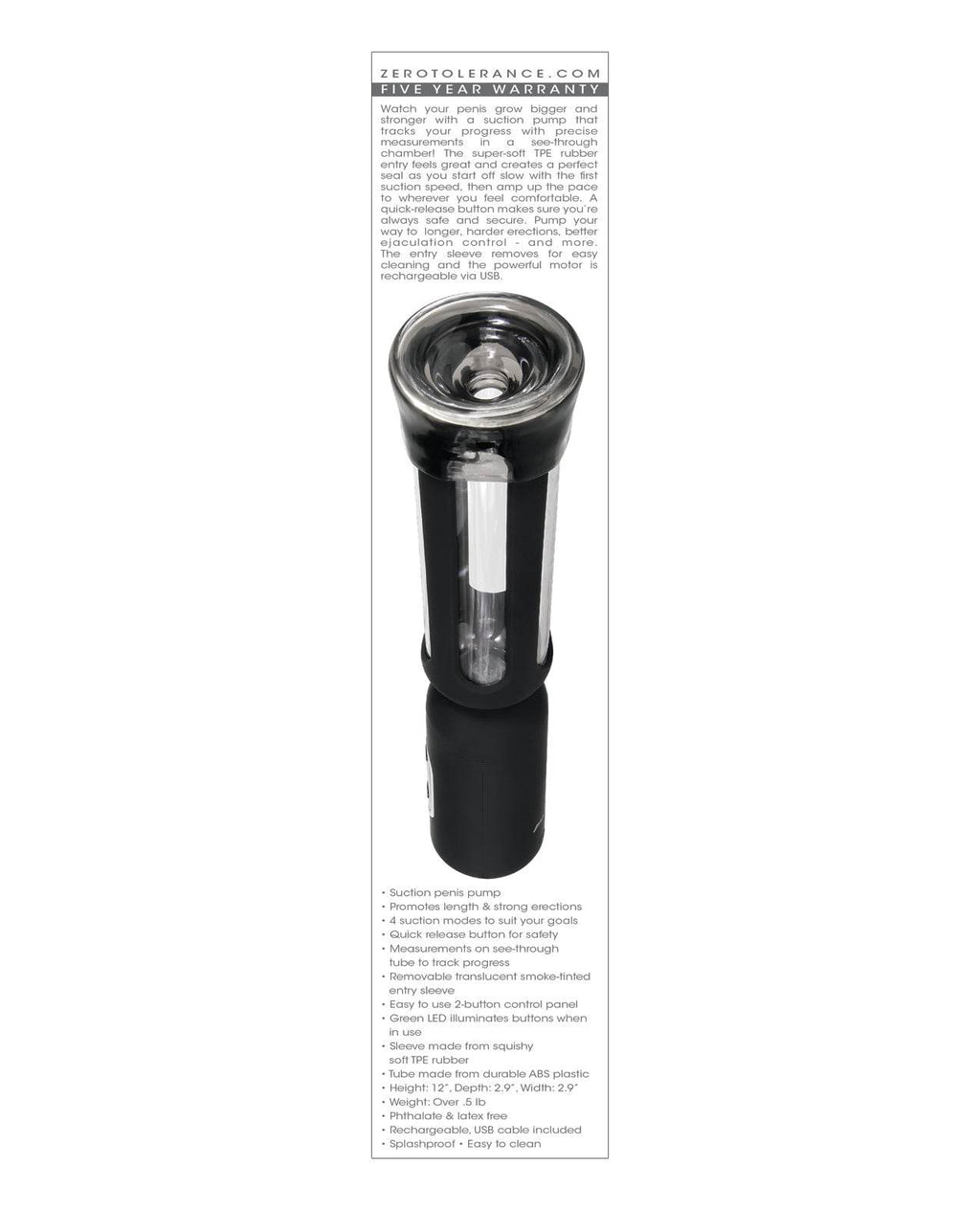Zero Tolerance Pump It Up Suction Penis Pump - Black - SEX LOVE DOLLS