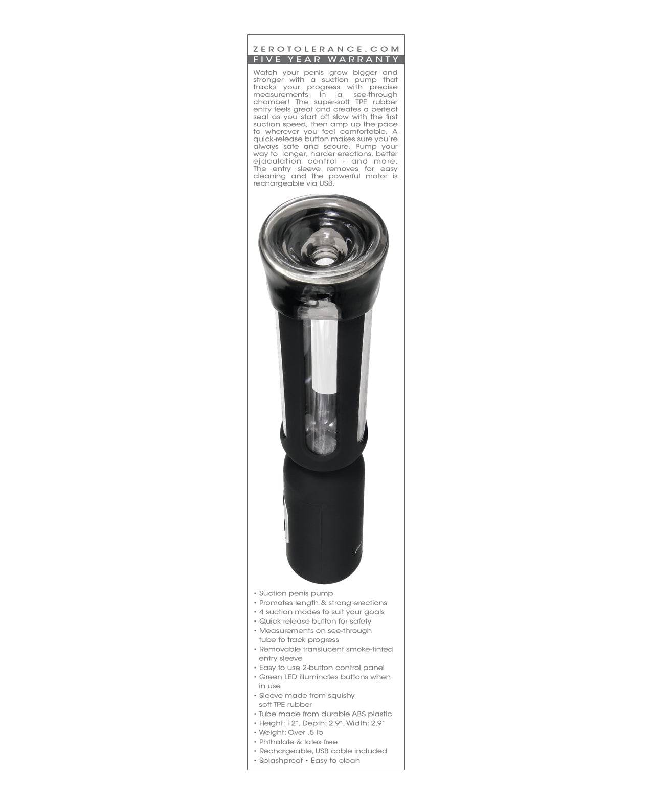 Zero Tolerance Pump It Up Suction Penis Pump - Black - SEX LOVE DOLLS